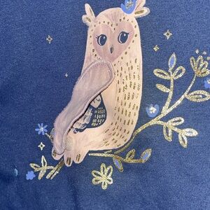 Like New Carter's Dark Blue Tee with Embroidered Owl graphic 4T